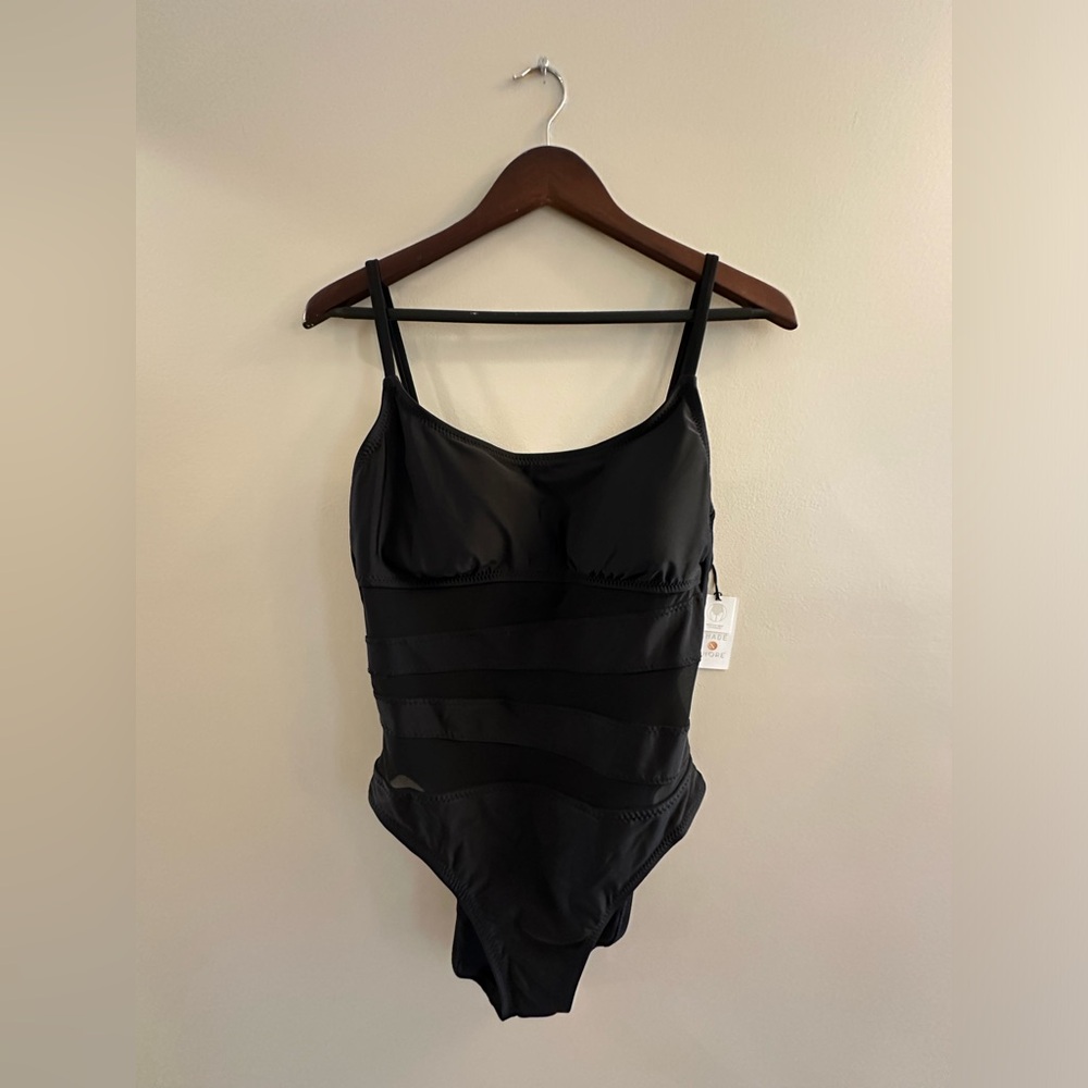 Shade & Shore one piece black swimsuit size XL 16, new